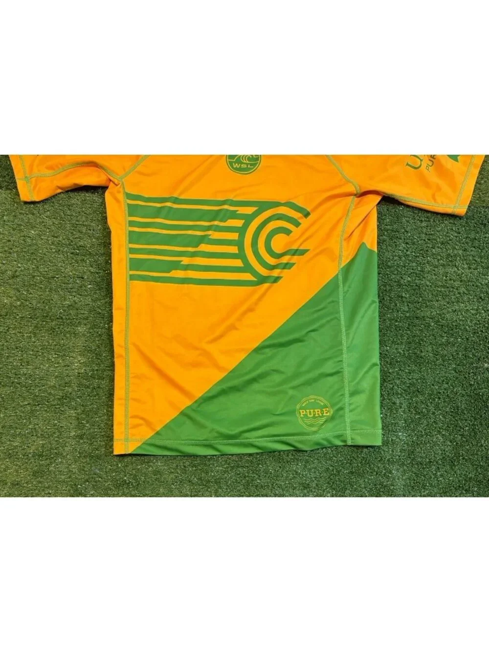 World Surf League jersey mens large yellow green brazil rash guard authentic